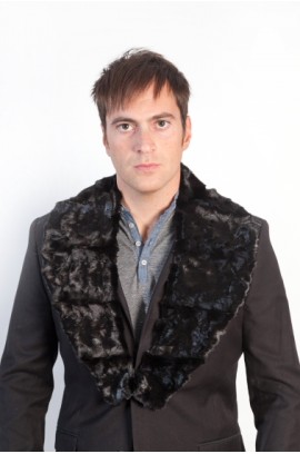 Black mink fur collar for men 